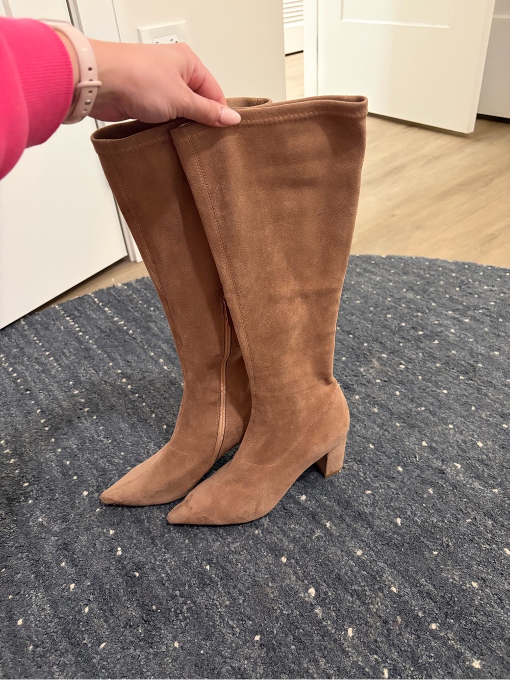 Women's Over-the-Knee Suede Boots in Camel Brown